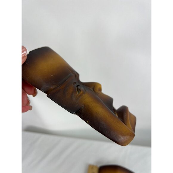 VTG Wood Tragedy & Comedy Theater Wall Masks Hand Carved 7" Decorative Set - Picture 4 of 5